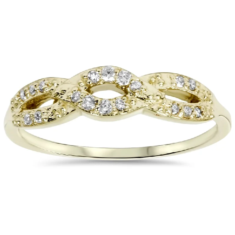 Halo - Style Women's Diamond Rings with a Center Diamond Surrounded by Smaller Diamonds in 18K Gold10k Yellow Gold 1/ 5ct TDW Diamond Infinity Ring Halo - Style Women's Diamond Rings with a Center Diamond Surrounded by Smaller Diamonds in 18K Gold10k Yellow Gold 1/ 5ct TDW Diamond Infinity Ring
