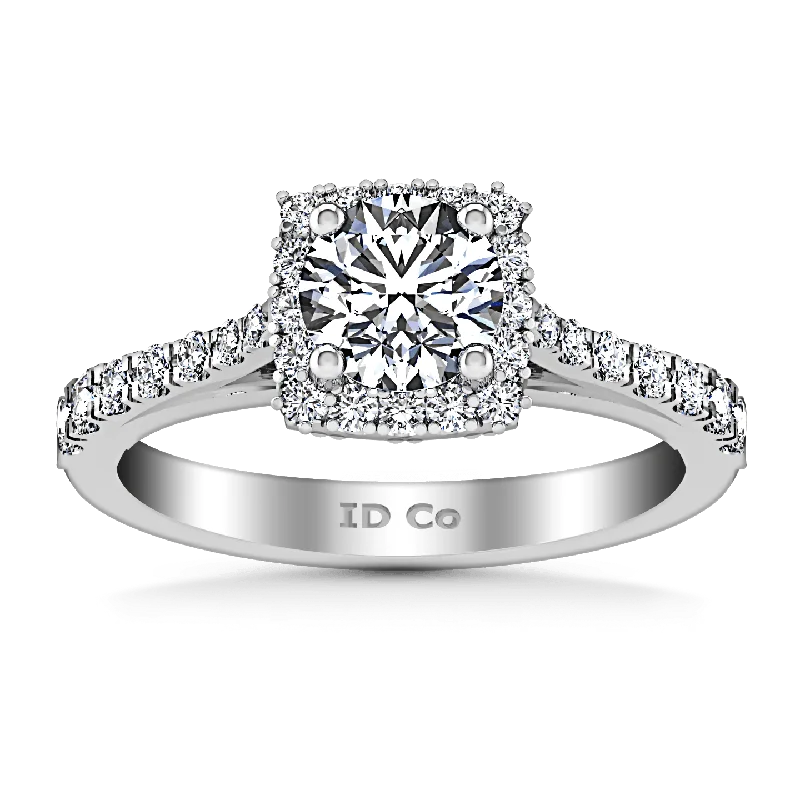 Enamel - Coated Women's Rings in Bright, Bold ColorsRound Diamond Halo Engagement Ring Mallory 14K White Gold Enamel - Coated Women's Rings in Bright, Bold ColorsRound Diamond Halo Engagement Ring Mallory 14K White Gold