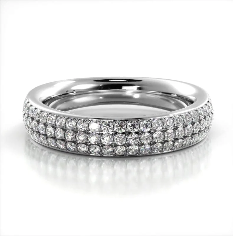 Anniversary rings with a diamond - and - garnet combination0.55 ct. Round Diamond Three Row Wedding Band Anniversary rings with a diamond - and - garnet combination0.55 ct. Round Diamond Three Row Wedding Band