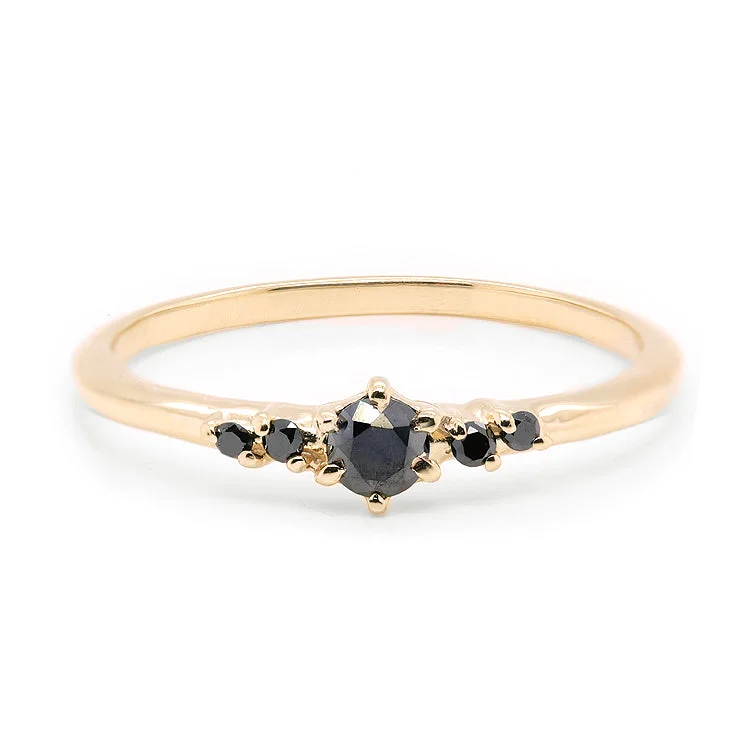 Halo - Style Women's Diamond Rings with a Center Diamond Surrounded by Smaller Diamonds in 18K GoldLia II | black diamond Halo - Style Women's Diamond Rings with a Center Diamond Surrounded by Smaller Diamonds in 18K GoldLia II | black diamond