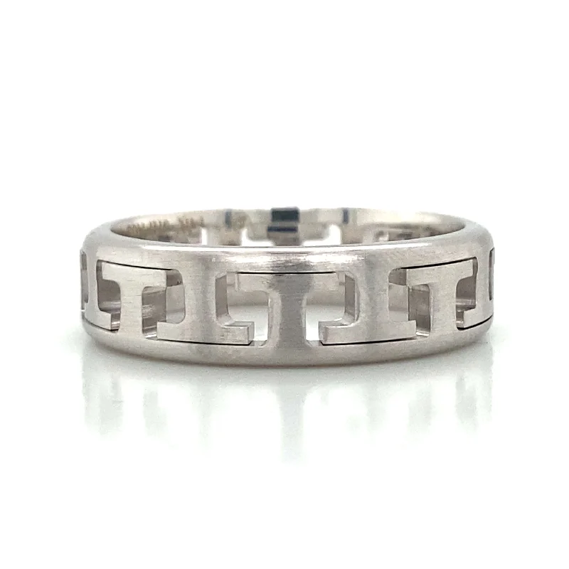 Men's spinning rings for fidget - friendly use14k White Gold Movable Band
