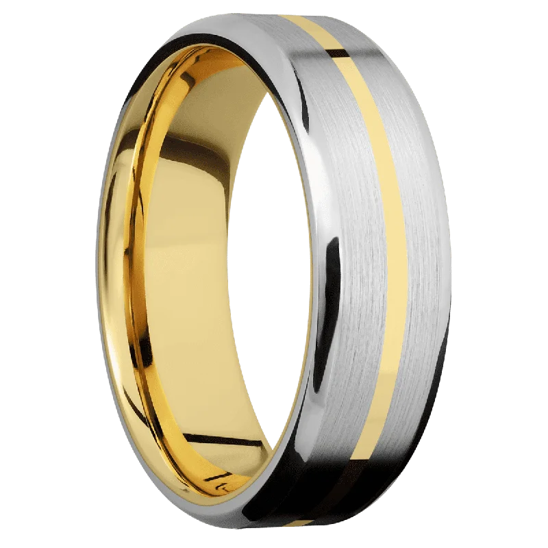Men's anchor - themed rings for a nautical lookCobalt Chrome + Satin , Polish Finish + 14K Yellow Gold Men's anchor - themed rings for a nautical lookCobalt Chrome + Satin , Polish Finish + 14K Yellow Gold