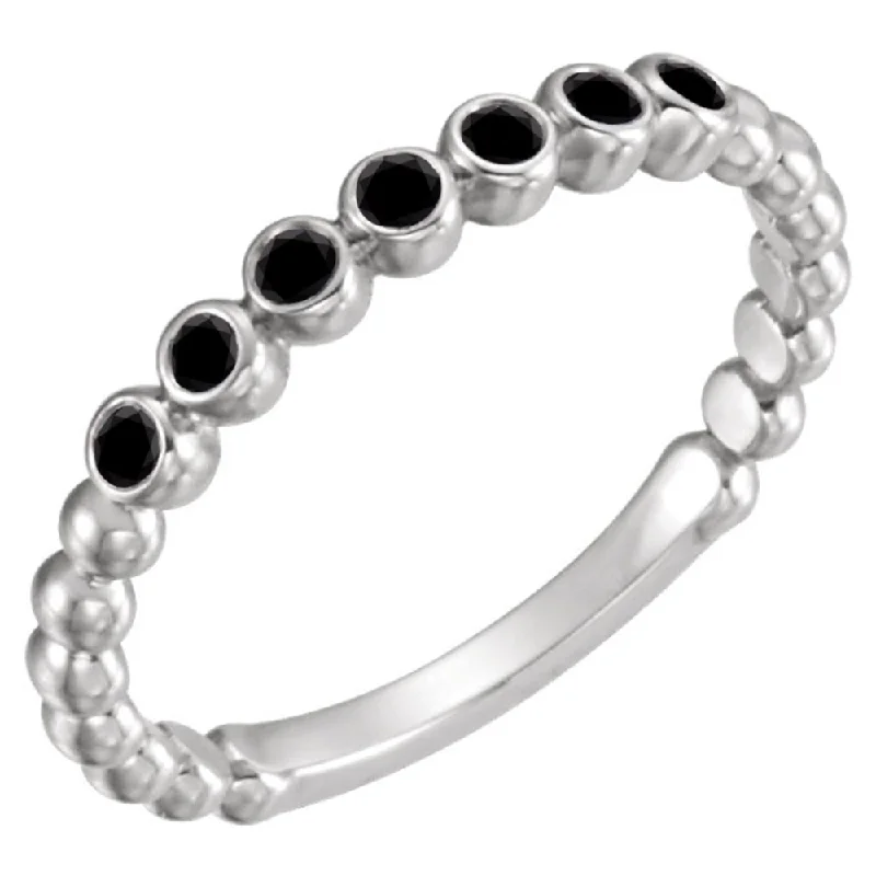 Art Deco - Inspired Women's Diamond Rings with Geometric Designs and Baguette - Cut DiamondsAuriya 10k Gold 0.06ctw Beaded Stackable Black Diamond Wedding Band Art Deco - Inspired Women's Diamond Rings with Geometric Designs and Baguette - Cut DiamondsAuriya 10k Gold 0.06ctw Beaded Stackable Black Diamond Wedding Band