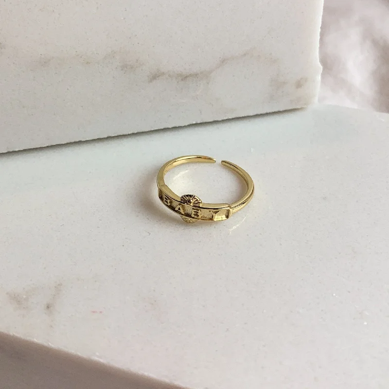 Statement - Making Fashion Rings in Gold - Plated Brass with Oversized Cubic Zirconia StonesLove Local Baby Signet Ring Statement - Making Fashion Rings in Gold - Plated Brass with Oversized Cubic Zirconia StonesLove Local Baby Signet Ring