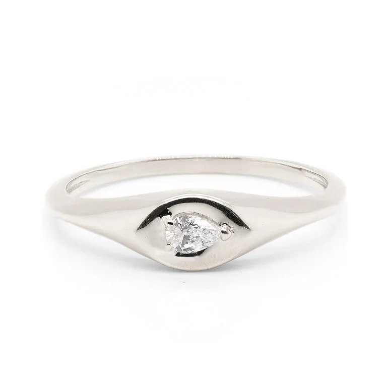 Cathedral - Style Women's Diamond Rings with a Raised Center Setting and Elaborate MetalworkPear Signet | Diamond Cathedral - Style Women's Diamond Rings with a Raised Center Setting and Elaborate MetalworkPear Signet | Diamond