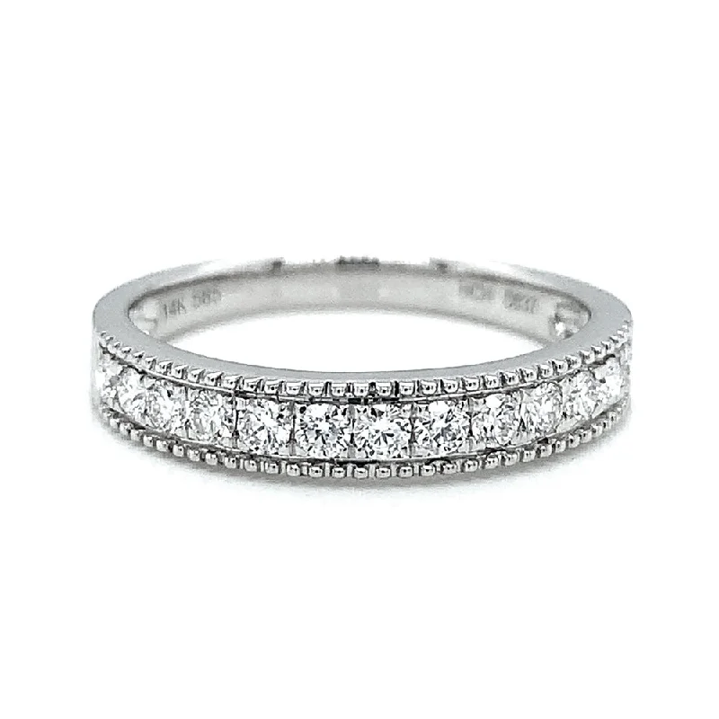 Tennis - Style Women's Diamond Rings with a Continuous Row of Diamonds for a Classic and Versatile LookMilgrain Diamond Band - "Line of Stars" Tennis - Style Women's Diamond Rings with a Continuous Row of Diamonds for a Classic and Versatile LookMilgrain Diamond Band - "Line of Stars"