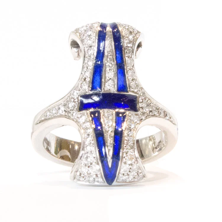 Princess - Cut Women's Diamond Rings in White Gold with a High - Clarity Diamond for a Modern LookDiamond Ring with Plique-a-Jour Enamel - "Bedazzled" Princess - Cut Women's Diamond Rings in White Gold with a High - Clarity Diamond for a Modern LookDiamond Ring with Plique-a-Jour Enamel - "Bedazzled"