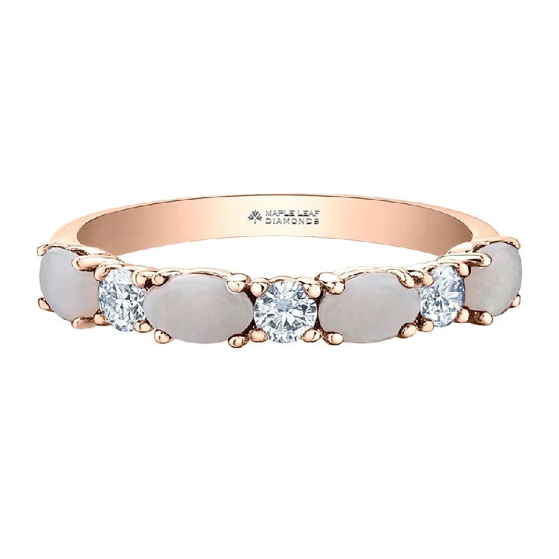 Anniversary rings with a diamond - and - mother - of - pearl combinationGorgeous Opal and Canadian Diamond Band Anniversary rings with a diamond - and - mother - of - pearl combinationGorgeous Opal and Canadian Diamond Band