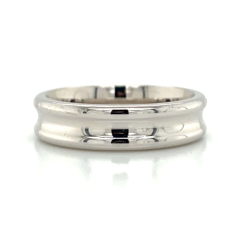 Men's waterproof rings for water - based activities14k White Gold Inverted Band