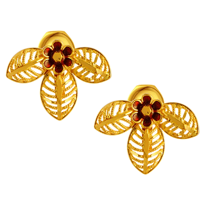 Ethnic - inspired drop earrings with cultural motifs22KT Yellow Gold Stud Earrings For Women Ethnic - inspired drop earrings with cultural motifs22KT Yellow Gold Stud Earrings For Women