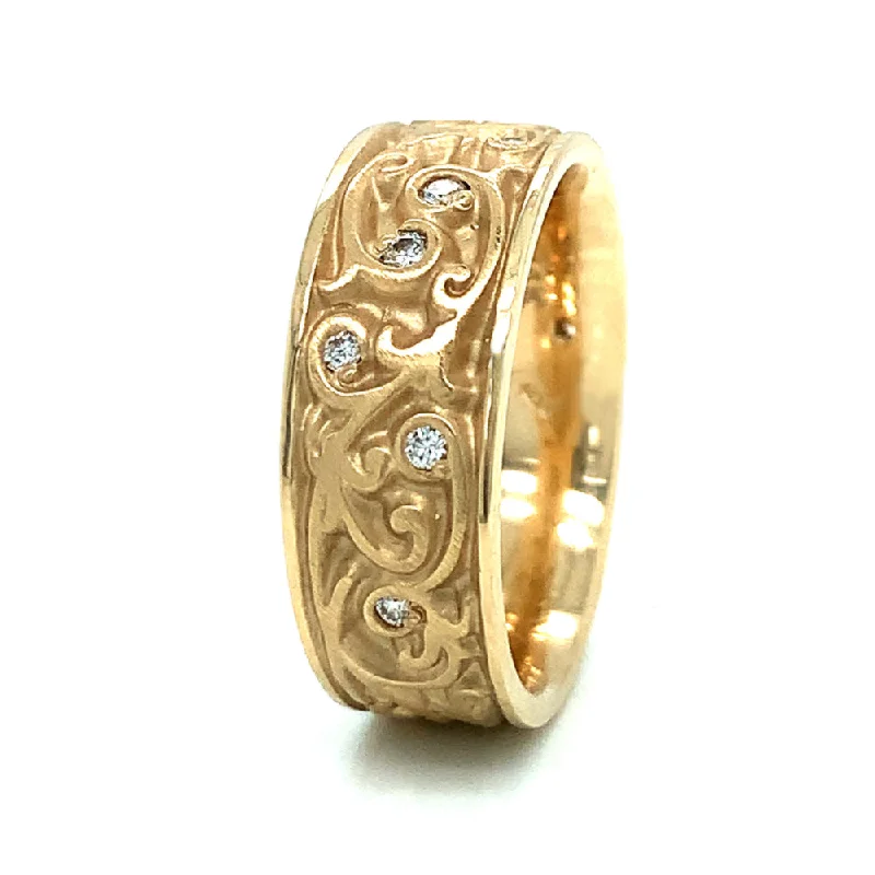 Women's Diamond Rings with Side - Stone Pave Setting for a Sparkling and Continuous ShineYellow Gold & Diamond Ring - "Garden Gate" Women's Diamond Rings with Side - Stone Pave Setting for a Sparkling and Continuous ShineYellow Gold & Diamond Ring - "Garden Gate"