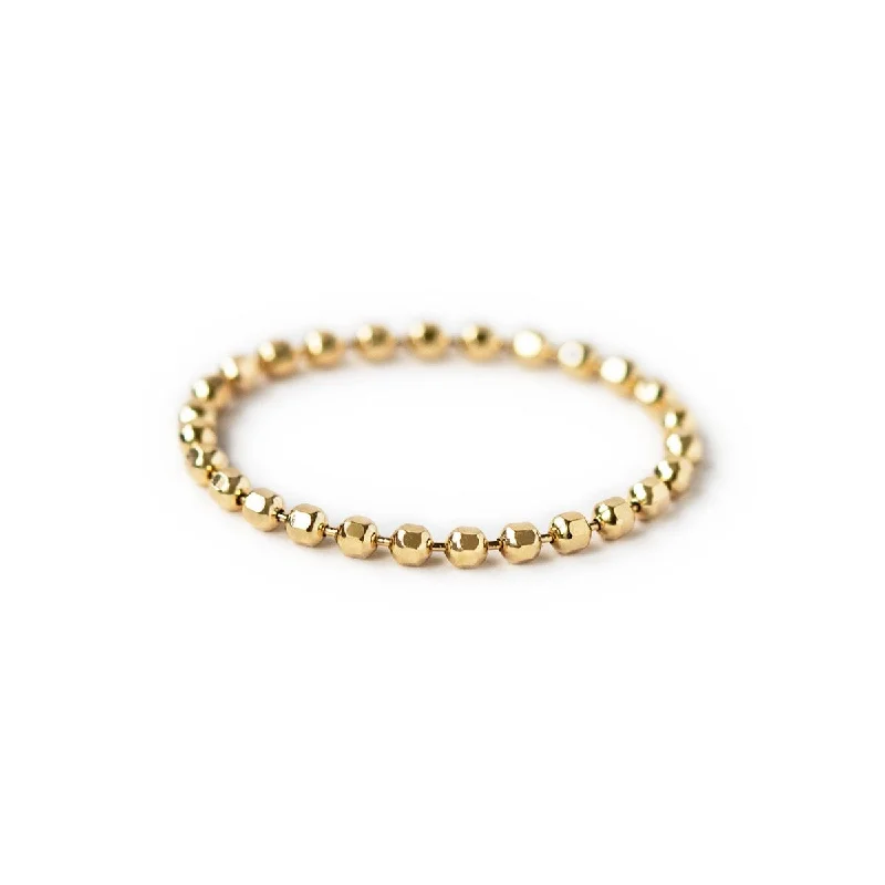Rose Gold - Toned Chain Rings with a Dainty ChainDiamond Cut Bead Chain Ring