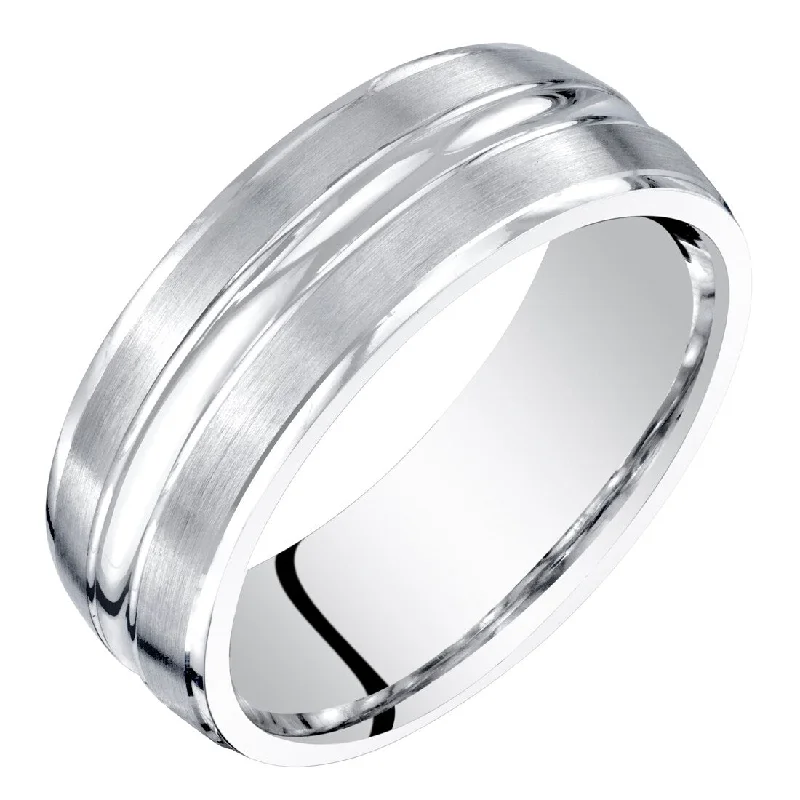 Men's hematite - ring for a metallic gray lusterMens 14k White Gold Wedding Ring Band 7mm Comfort Fit Men's hematite - ring for a metallic gray lusterMens 14k White Gold Wedding Ring Band 7mm Comfort Fit