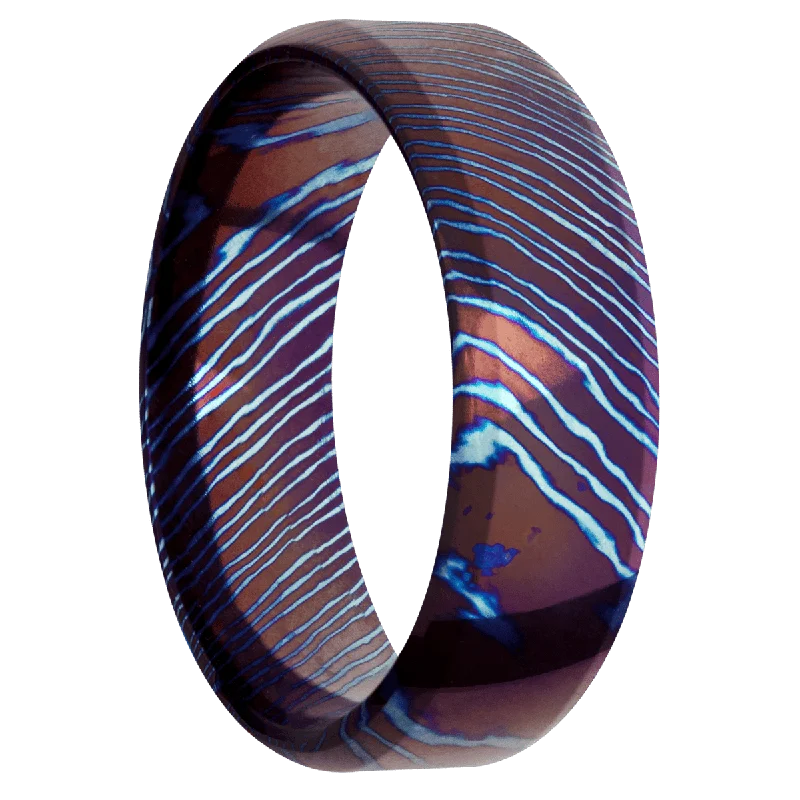 Men's hematite - ring for a metallic gray lusterTitanium Damascus + Polish , Polish Finish Men's hematite - ring for a metallic gray lusterTitanium Damascus + Polish , Polish Finish