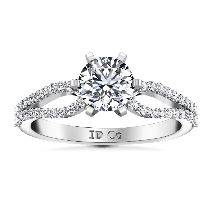 Magnetic Clasp Women's Rings for Easy Wearing and RemovalRound Diamond Pave Engagement Ring Tres Jolie 14K White Gold Magnetic Clasp Women's Rings for Easy Wearing and RemovalRound Diamond Pave Engagement Ring Tres Jolie 14K White Gold