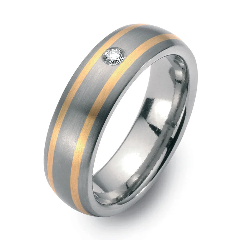 Titanium Rings with a Micro - Inlaid Gemstone for a Subtle Sparkle51118-02 TeNo Titanium Ring Titanium Rings with a Micro - Inlaid Gemstone for a Subtle Sparkle51118-02 TeNo Titanium Ring