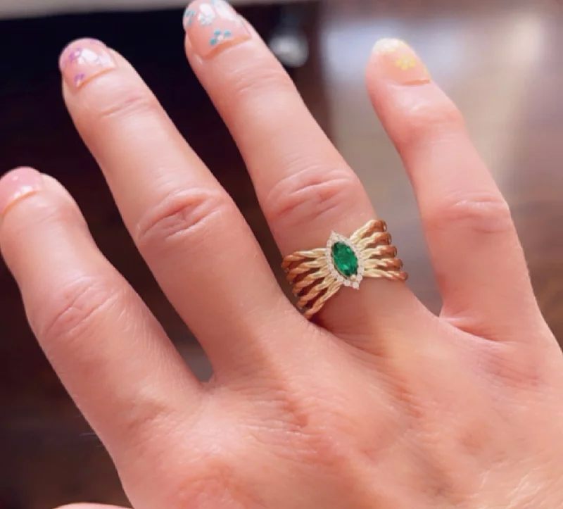 Boho - Style Women's Rings with Turquoise and Leather AccentsEmy women ring