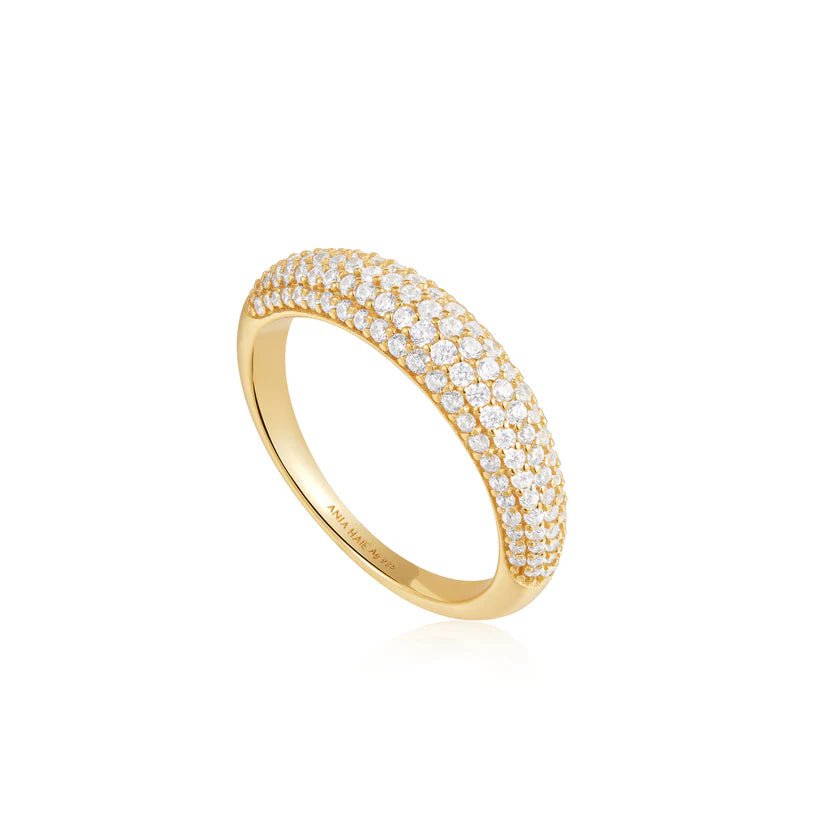 Rhinestone - Embellished Fashion Rings in Silver - Tone Metal for a Glamorous TouchAnia Haie Gold Pavé Dome Ring R051-02G Rhinestone - Embellished Fashion Rings in Silver - Tone Metal for a Glamorous TouchAnia Haie Gold Pavé Dome Ring R051-02G