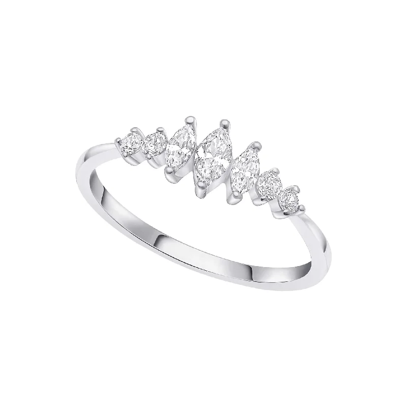 Geometric - Shaped Fashion Rings in Titanium with Iridescent InlaysBeginnings Sterling Silver Cubic Zirconia White Ring R3893C Geometric - Shaped Fashion Rings in Titanium with Iridescent InlaysBeginnings Sterling Silver Cubic Zirconia White Ring R3893C