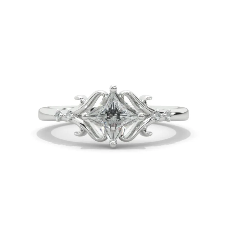 1 Carat Princess Cut Moissanite Giliarto Gold Engagement Ring