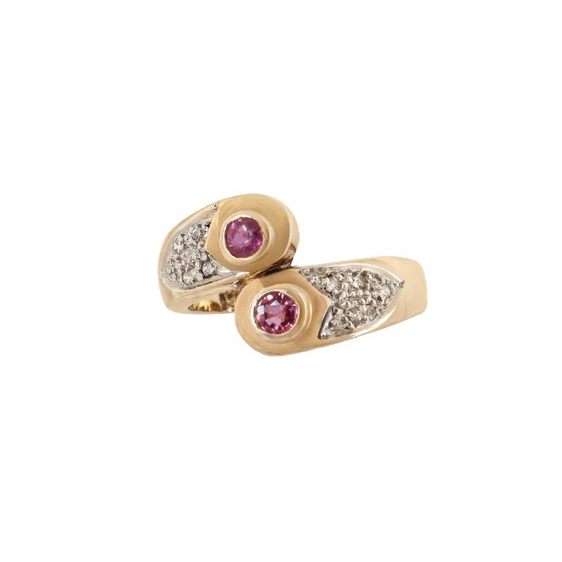 Women's Infinity Symbol Rings in Rose Gold for a Romantic Touch9 kt Yellow Gold Tube set Ruby and Pave Diamond Crossover Ring Women's Infinity Symbol Rings in Rose Gold for a Romantic Touch9 kt Yellow Gold Tube set Ruby and Pave Diamond Crossover Ring