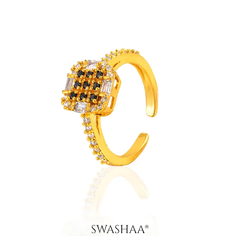 Art Deco - Inspired Women's Rings with Geometric Shapes in 14K GoldVriti 18K Gold Plated Ring Art Deco - Inspired Women's Rings with Geometric Shapes in 14K GoldVriti 18K Gold Plated Ring