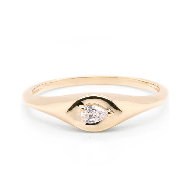 Channel - Set Women's Diamond Rings with Diamonds Securely Held in a Metal Groove for DurabilityPear Signet II | Diamond