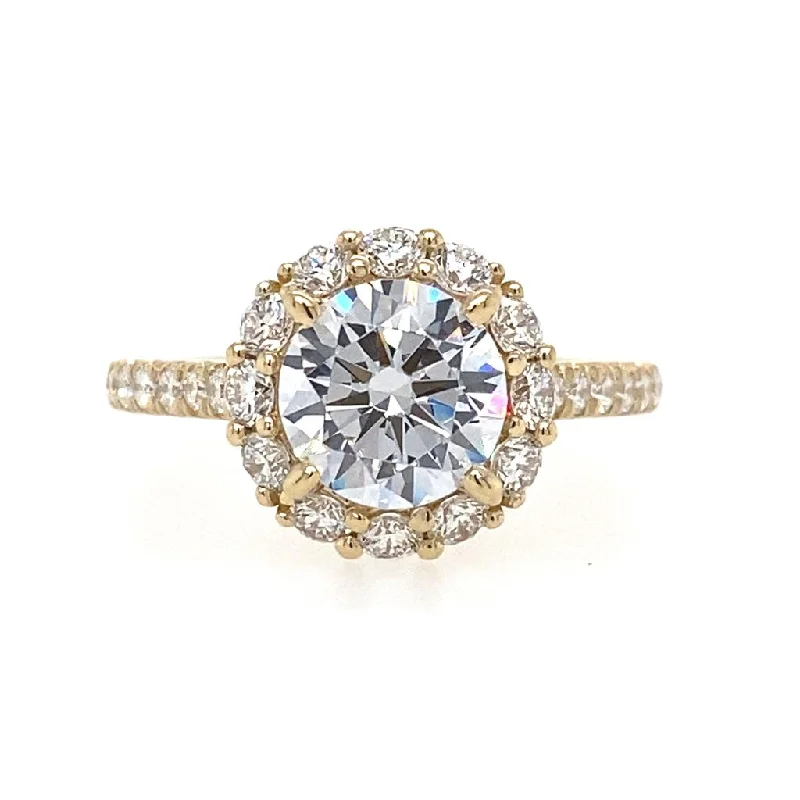 Women's Diamond Rings with Opal Inlays and Diamond Accents for a Mysterious and Iridescent Look14K Yellow Gold 'Charmaine' Halo Round Diamond Engagement Ring Women's Diamond Rings with Opal Inlays and Diamond Accents for a Mysterious and Iridescent Look14K Yellow Gold 'Charmaine' Halo Round Diamond Engagement Ring