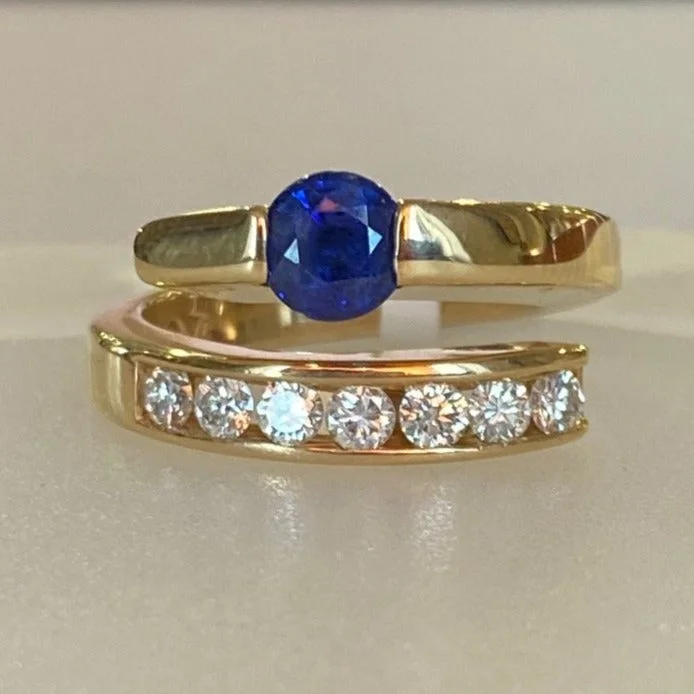 Vintage - Reproduction Fashion Rings in Bronze with Cameo - Style MedallionsSapphire and Diamond Bypass Ring Vintage - Reproduction Fashion Rings in Bronze with Cameo - Style MedallionsSapphire and Diamond Bypass Ring