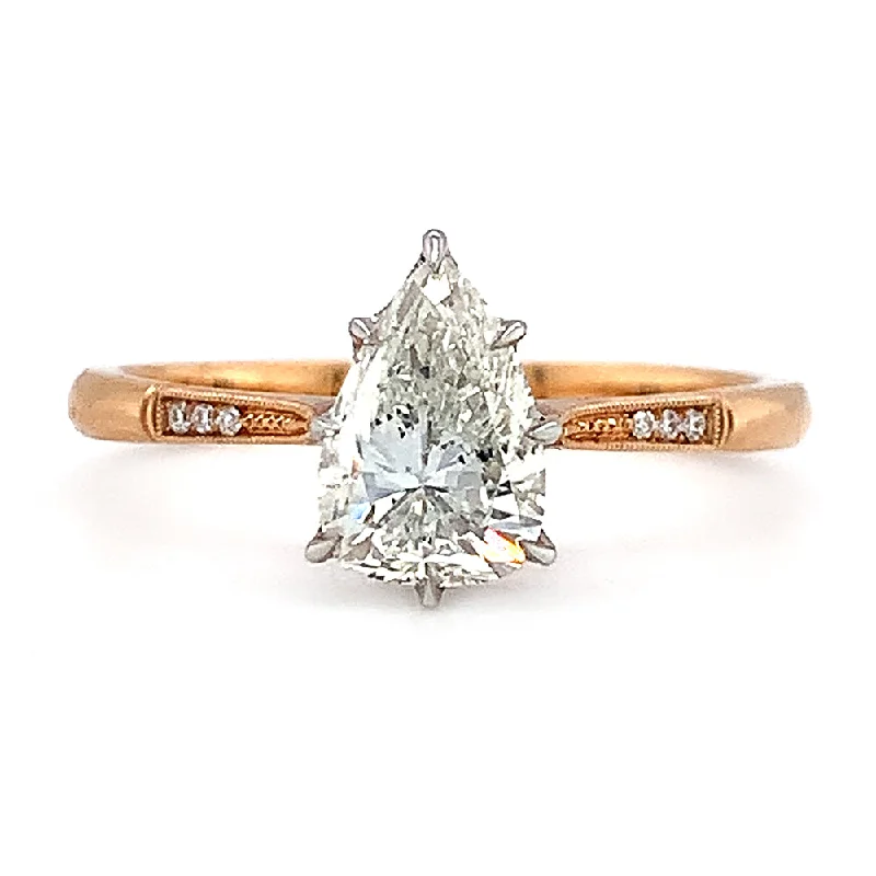 Women's Solitaire Diamond Rings with Round - Cut Diamonds and Platinum Settings for an Elegant EngagementPear-Shaped Diamond Engagement Ring - "Margot" Women's Solitaire Diamond Rings with Round - Cut Diamonds and Platinum Settings for an Elegant EngagementPear-Shaped Diamond Engagement Ring - "Margot"