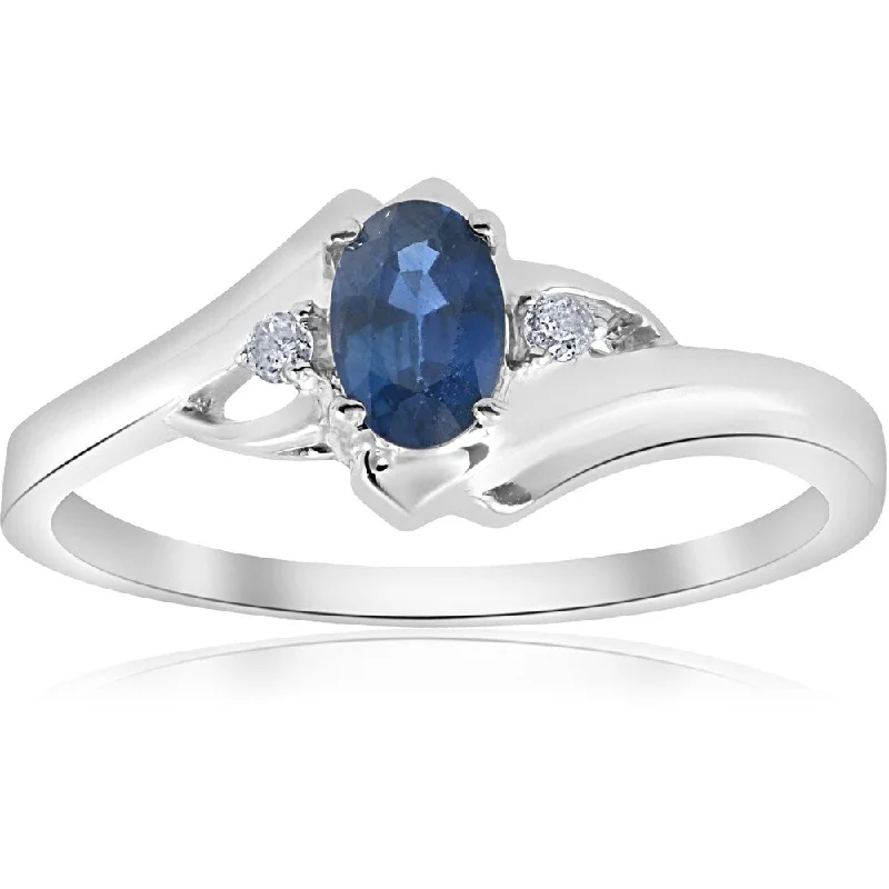 Heart - Shaped Women's Diamond Rings in Rose Gold for a Romantic and Symbolic GiftPompeii3 14k White Gold 1/2 ct TW Blue Sapphire & Diamond Ring
