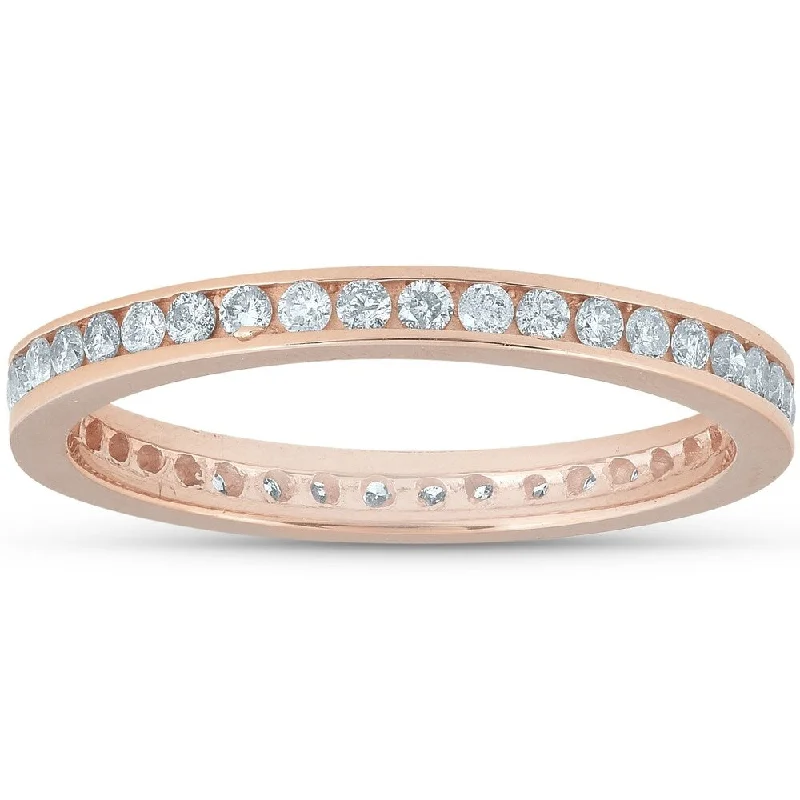 Women's Diamond Rings with Sapphire Accents in Blue for a Colorful and Sophisticated Touch1/2 Ct Diamond Eternity Ring 14k Rose Gold Channel Set Wedding Band Women's Diamond Rings with Sapphire Accents in Blue for a Colorful and Sophisticated Touch1/2 Ct Diamond Eternity Ring 14k Rose Gold Channel Set Wedding Band