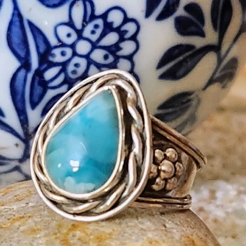 Adjustable Ring Sizes for Women's Rings in Stainless SteelDEEP WATERS - LARIMAR 925 RING Adjustable Ring Sizes for Women's Rings in Stainless SteelDEEP WATERS - LARIMAR 925 RING