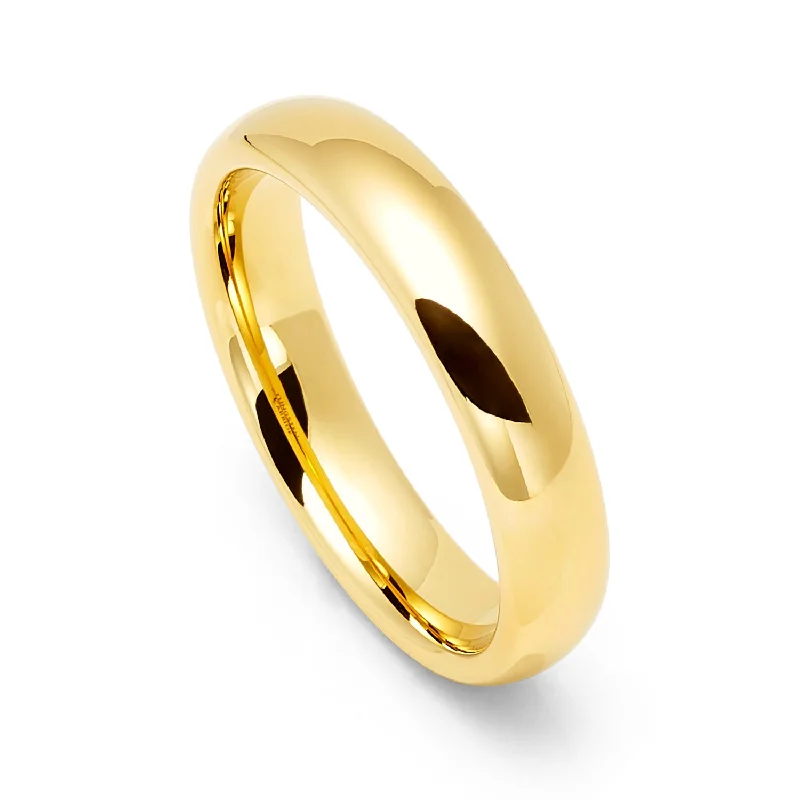 Art Deco - Inspired Women's Rings with Geometric Shapes in 14K Gold5mm - 14k Yellow Gold Tungsten Wedding Band, High Polish Dome Shape, Anniversary Ring Art Deco - Inspired Women's Rings with Geometric Shapes in 14K Gold5mm - 14k Yellow Gold Tungsten Wedding Band, High Polish Dome Shape, Anniversary Ring