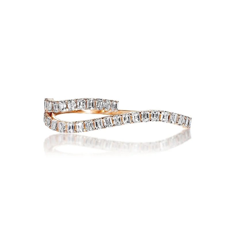 Channel - Set Women's Diamond Rings with Diamonds Securely Held in a Metal Groove for DurabilityJazlyn 2 Finger Ring 4 Carats Emerald Cut Diamond Engagement Ring in 14k Rose Gold By Mike Nekta Channel - Set Women's Diamond Rings with Diamonds Securely Held in a Metal Groove for DurabilityJazlyn 2 Finger Ring 4 Carats Emerald Cut Diamond Engagement Ring in 14k Rose Gold By Mike Nekta
