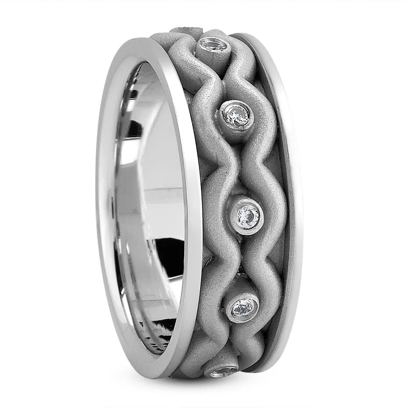 Women's Diamond Rings with Opal Inlays and Diamond Accents for a Mysterious and Iridescent LookJaxon Men's Diamond Wedding Ring Round Cut Wavy Rope in Platinum By Mike Nekta NYC, 8MM Women's Diamond Rings with Opal Inlays and Diamond Accents for a Mysterious and Iridescent LookJaxon Men's Diamond Wedding Ring Round Cut Wavy Rope in Platinum By Mike Nekta NYC, 8MM