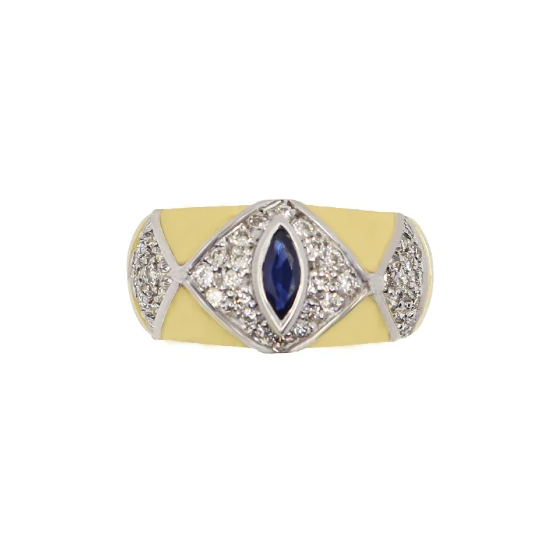 Magnetic Clasp Women's Rings for Easy Wearing and RemovalMarquise cut Blue Sapphire and Diamond Luxury Ring Magnetic Clasp Women's Rings for Easy Wearing and RemovalMarquise cut Blue Sapphire and Diamond Luxury Ring