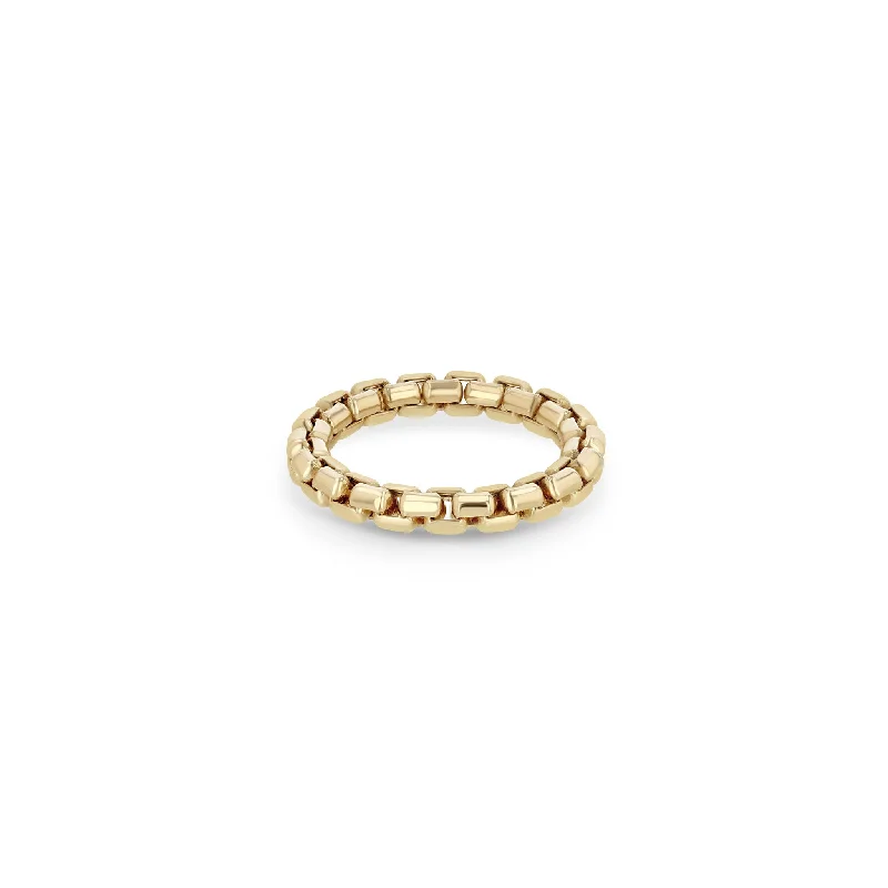 14k Gold Large Box Chain Ring
