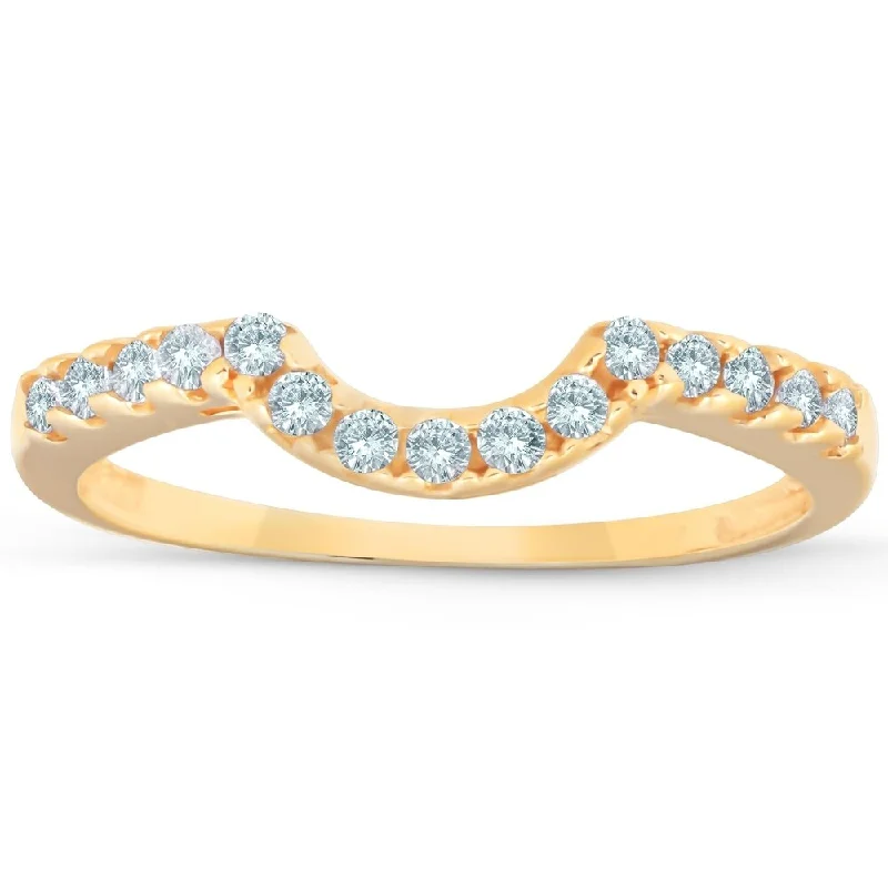 Channel - Set Women's Diamond Rings with Diamonds Securely Held in a Metal Groove for Durability1/4ct Curved Diamond Notched Guard Ring Enhancer 14K Yellow Gold Channel - Set Women's Diamond Rings with Diamonds Securely Held in a Metal Groove for Durability1/4ct Curved Diamond Notched Guard Ring Enhancer 14K Yellow Gold