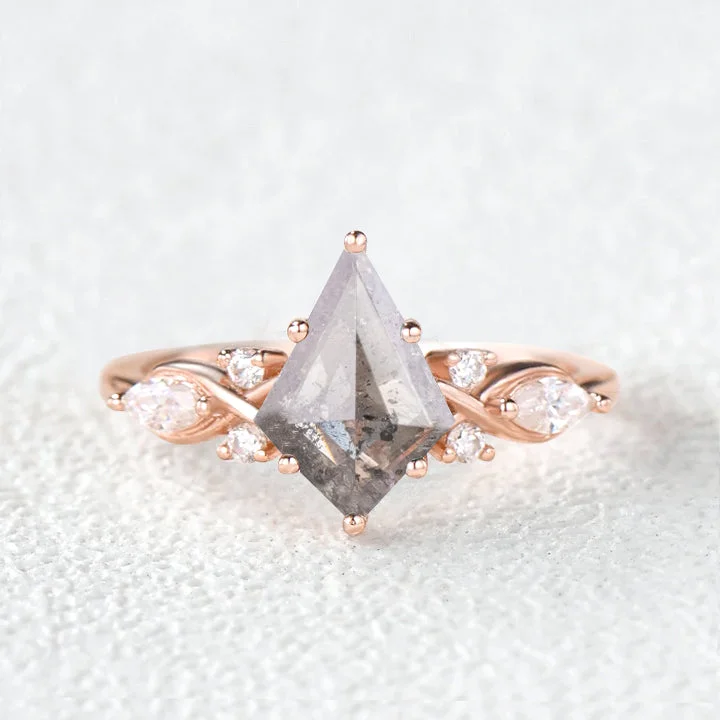Heart - Shaped Women's Diamond Rings in Rose Gold for a Romantic and Symbolic GiftSalt and Pepper Diamonds Infinity Stacking Engagement Ring Heart - Shaped Women's Diamond Rings in Rose Gold for a Romantic and Symbolic GiftSalt and Pepper Diamonds Infinity Stacking Engagement Ring