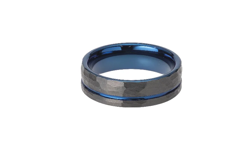 Men's zodiac - sign rings for a personalized touchUnique & Co 7mm Hammered Tungsten with Blue IP Ring Men's zodiac - sign rings for a personalized touchUnique & Co 7mm Hammered Tungsten with Blue IP Ring