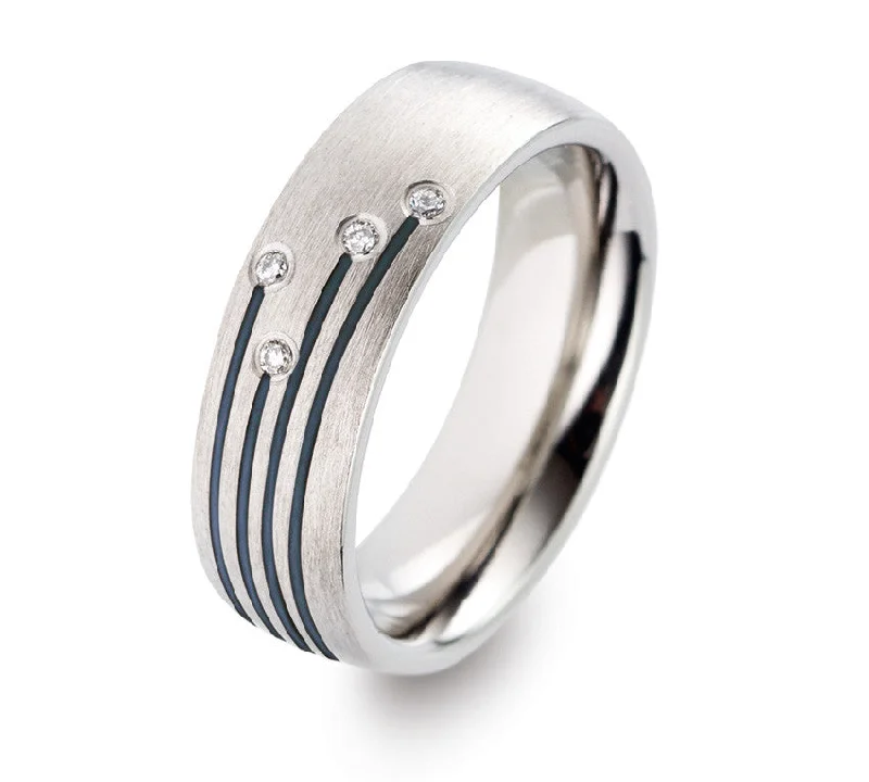 Blue Titanium Rings with a Stunning Anodized Finish52411-03 TeNo Titanium Ring