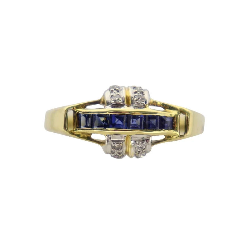 Women's Rings with Hidden Compartments for Secret Keepsakes18 kt Yellow Gold Princess cut Channel set Sapphire and Diamond Ring Women's Rings with Hidden Compartments for Secret Keepsakes18 kt Yellow Gold Princess cut Channel set Sapphire and Diamond Ring