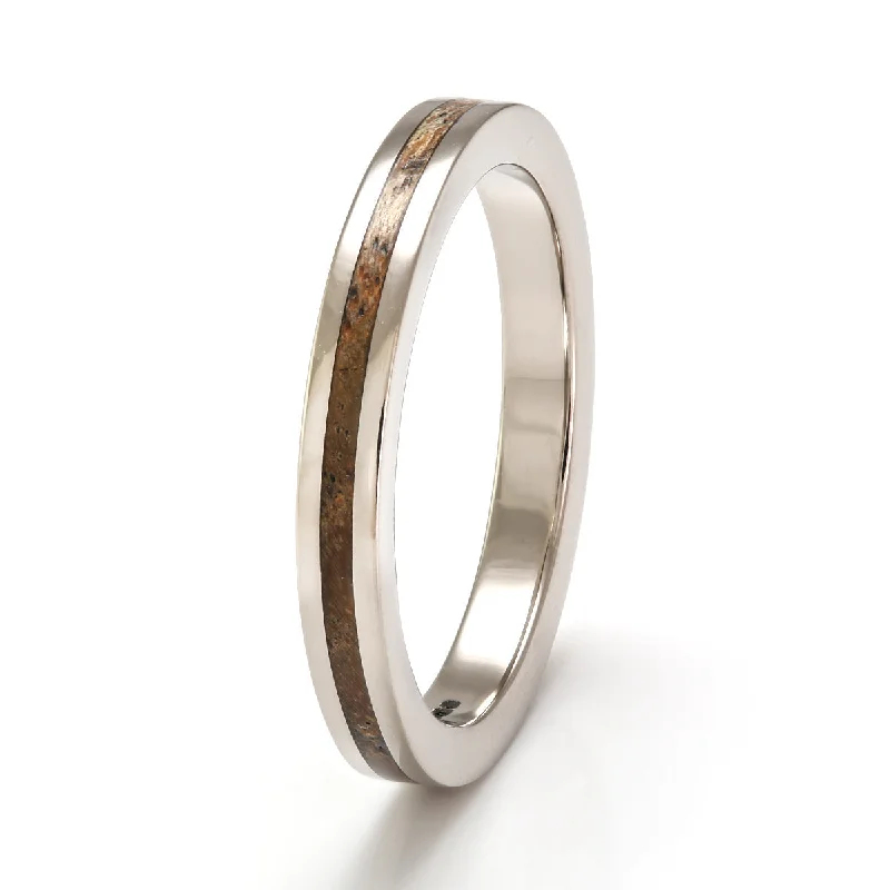 Men's turquoise - inlaid rings for a southwestern feel18ct White Gold Ring 3mm Flat with Wood Inlay Men's turquoise - inlaid rings for a southwestern feel18ct White Gold Ring 3mm Flat with Wood Inlay