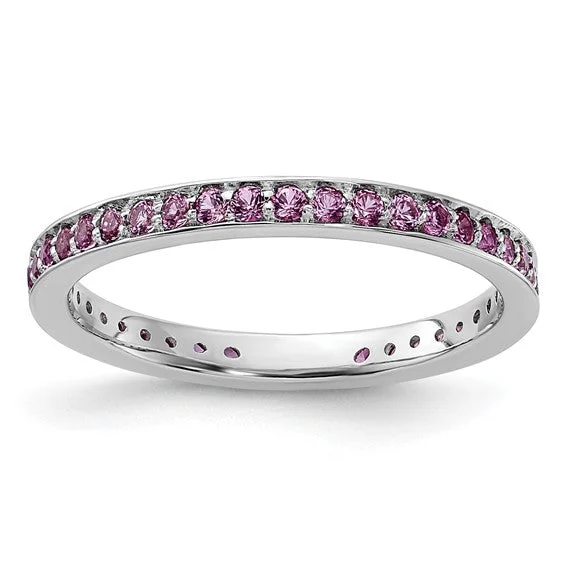 Sterling Silver Stackable Expressions Created Pink Sapphire Ring