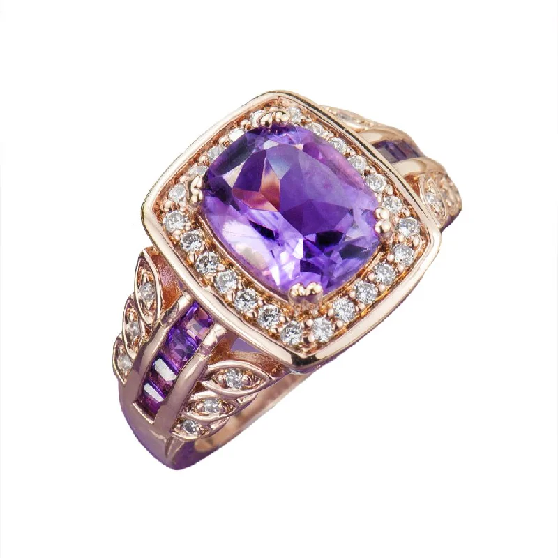 Adjustable Ring Sizes for Women's Rings in Stainless SteelAmethyst Rose Ring