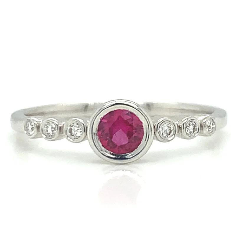 Women's Diamond Rings with Sapphire Accents in Blue for a Colorful and Sophisticated TouchRuby & Diamond Ring - "Remembrance" Women's Diamond Rings with Sapphire Accents in Blue for a Colorful and Sophisticated TouchRuby & Diamond Ring - "Remembrance"