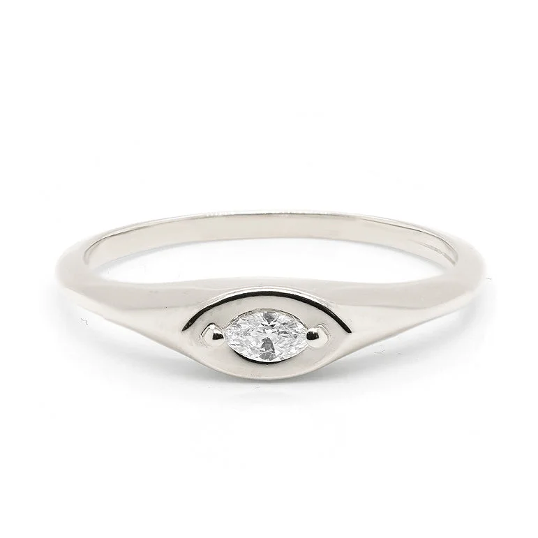 Channel - Set Women's Diamond Rings with Diamonds Securely Held in a Metal Groove for DurabilityMarquise Signet | Diamond Channel - Set Women's Diamond Rings with Diamonds Securely Held in a Metal Groove for DurabilityMarquise Signet | Diamond