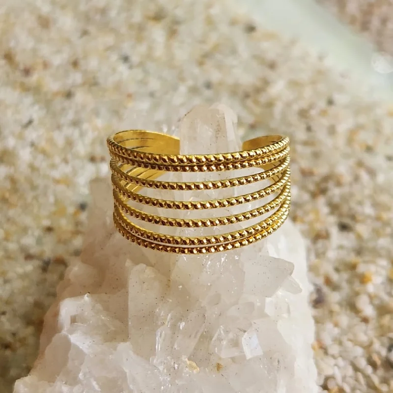 Vintage - Inspired Filigree - Design Women's Rings in Sterling SilverGOLDEN SPHERE - ADJUSTABLE GOLD LAYERED WATERPROOF RING Vintage - Inspired Filigree - Design Women's Rings in Sterling SilverGOLDEN SPHERE - ADJUSTABLE GOLD LAYERED WATERPROOF RING