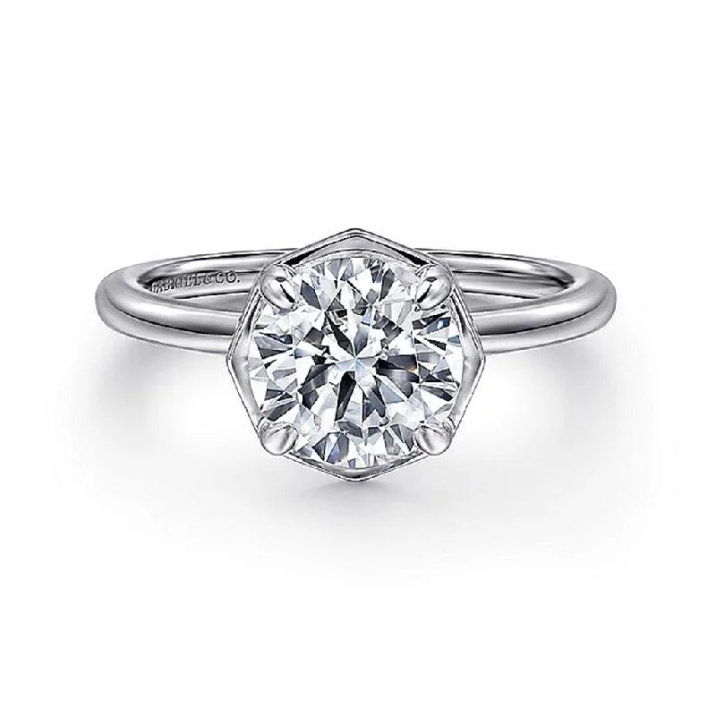 Cathedral - Style Women's Diamond Rings with a Raised Center Setting and Elaborate Metalwork14K White Gold 'Cassi' Hidden Halo Round Diamond Engagement Ring Cathedral - Style Women's Diamond Rings with a Raised Center Setting and Elaborate Metalwork14K White Gold 'Cassi' Hidden Halo Round Diamond Engagement Ring